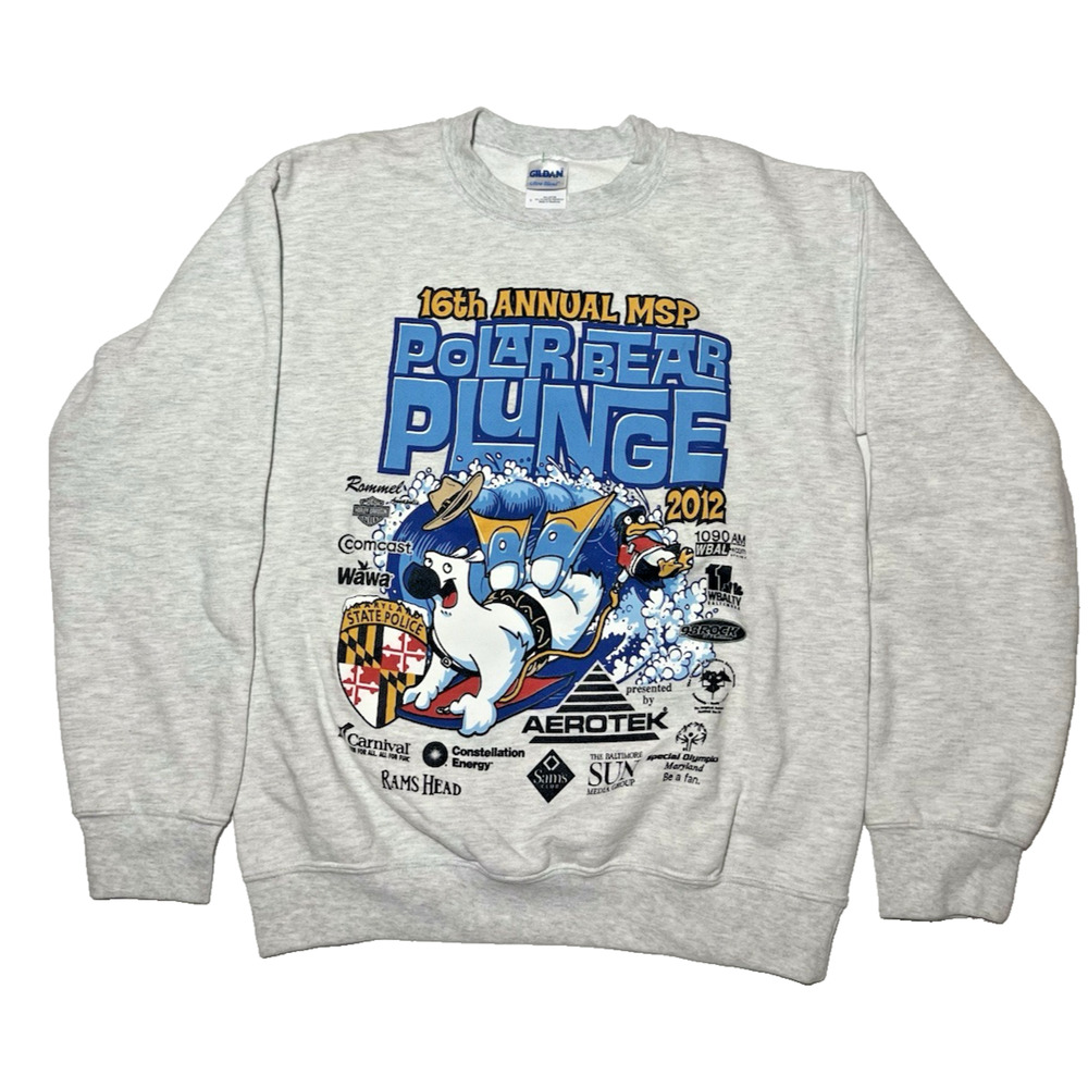 Vintage Gildan Sweatshirt 16th annual MSP Polar Bear Plunge 2012 Size S